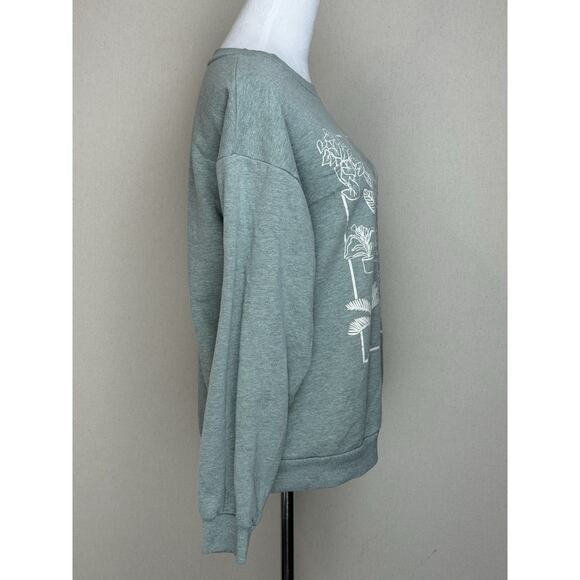 Women’s Sweatshirt Sz M Sage Green Plants Gardening Graphic Long Sleeve Casual - Picture 4 of 11